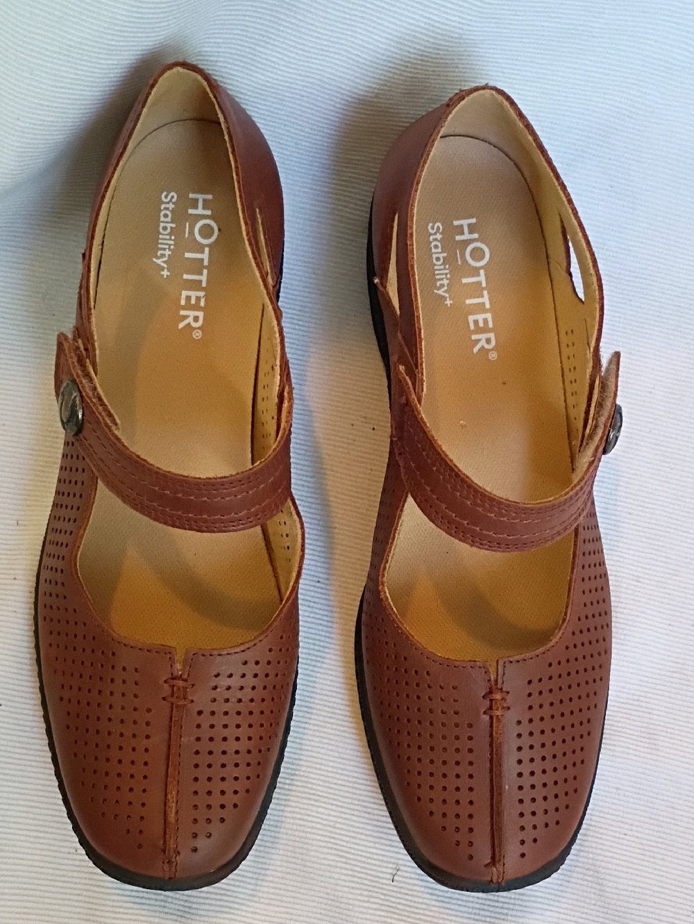 Hotter Stability Talia Perforated Leather Mary Jane